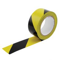 Výstražná lepiaca páska PVC prúžkovaná čierno žltá 22m x 48mm