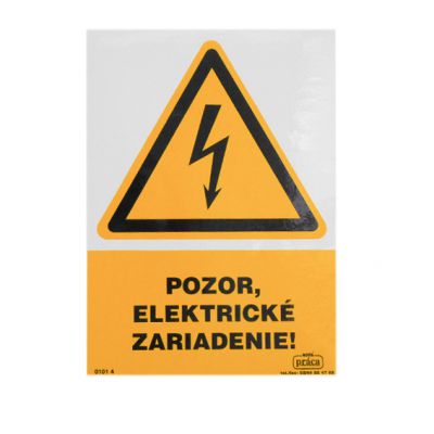 0101 4 S Pozor elektr. zariadenie A5 samolepka