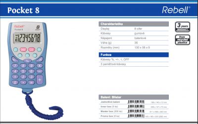 Rebell Pocket 8 vrecková kalkulačka so šnúrou